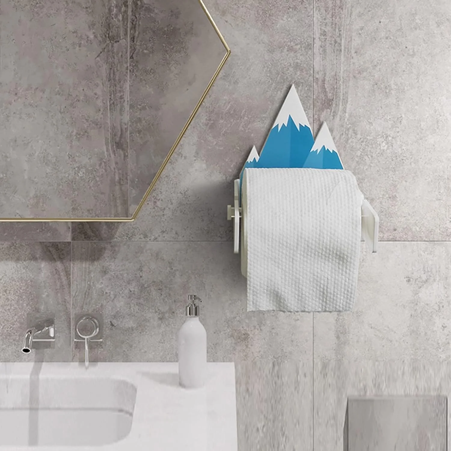 جا دستمال کاغذی دیواری LIU - پخش کننده حوله صورت یکبار مصرف برای سرویس بهداشتی حمام - جنس اکریلیک بادوام طرح کوه برفی (سایز: کوچک)