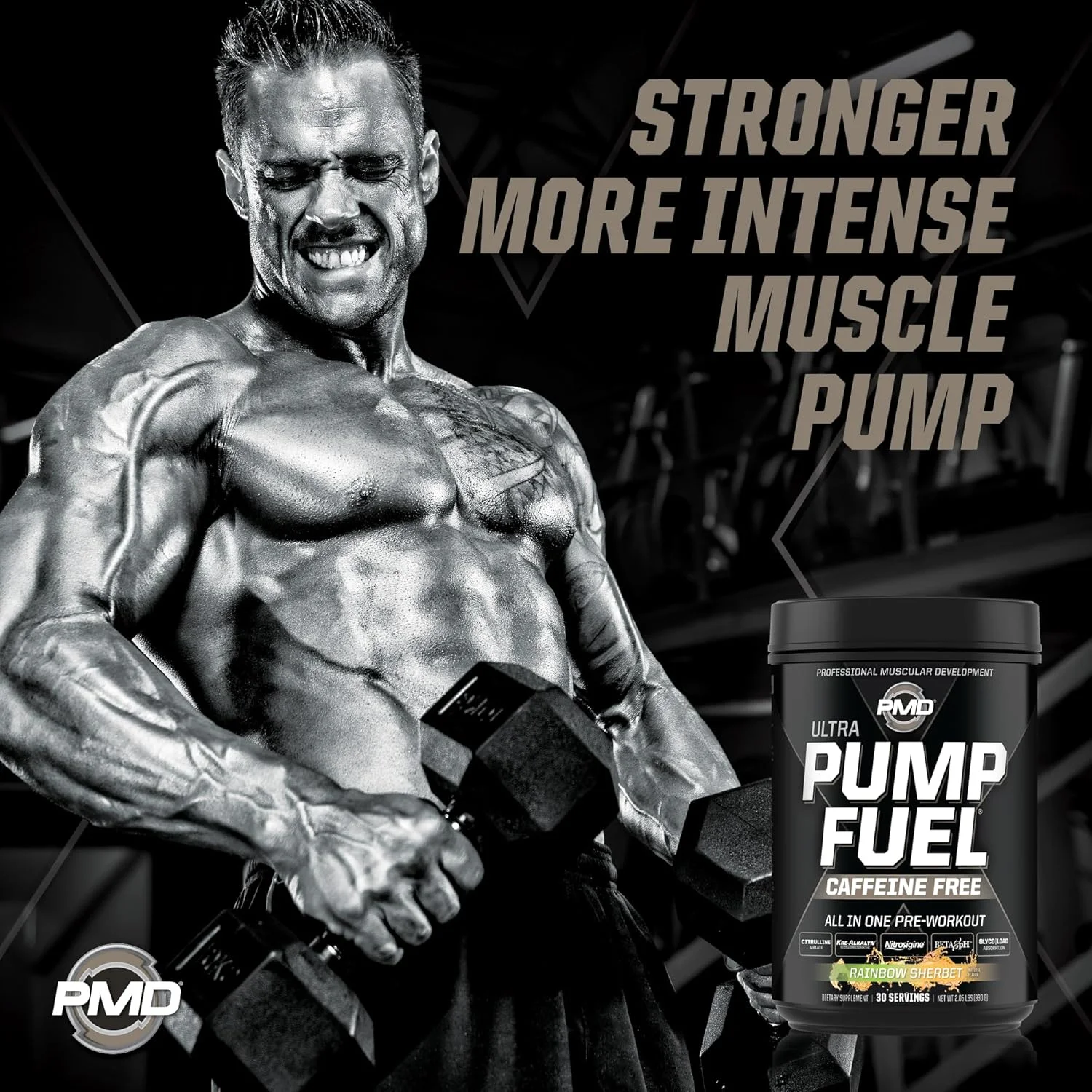 مخلوط نوشیدنی قبل از تمرین بدون کافئین PMD Sports Ultra Pump Fuel - انرژی، قدرت، استقامت، کربوهیدرات های پیچیده و انرژی آمینو برای ریکاوری - Rockin Rainbow Sherbet (30 سروینگ)