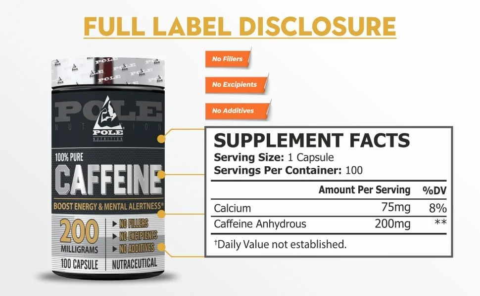 کافئین Pole Nutrition، ۱۰۰ سروینگ کافئین Pole Nutrition، ۱۰۰ سروینگ