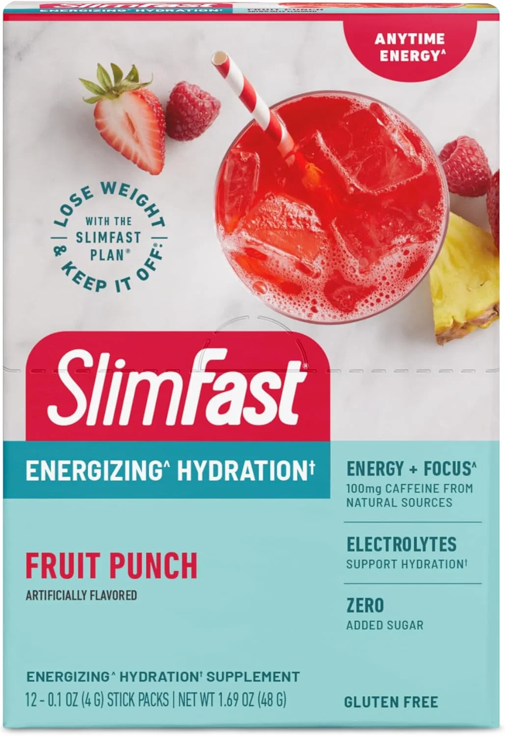 پودر مخلوط نوشیدنی SlimFast، الکترولیت های روزه داری متناوب، پودر انرژی، کافئین از منابع طبیعی - پانچ میوه (12 عدد) پودر مخلوط نوشیدنی SlimFast، الکترولیت های روزه داری متناوب، پودر انرژی، کافئین از منابع طبیعی - پانچ میوه (12 عدد)