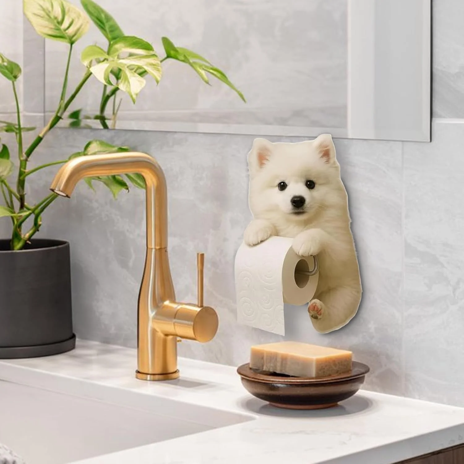 جا دستمال کاغذی رولی طرح سگ، جا دستمال کاغذی توالت طرح سگ - پخش کننده دستمال کاغذی دکوری خنده دار، لوازم جانبی حمام دکوراسیون منزل قفسه ذخیره سازی برای اتاق خواب آشپزخانه