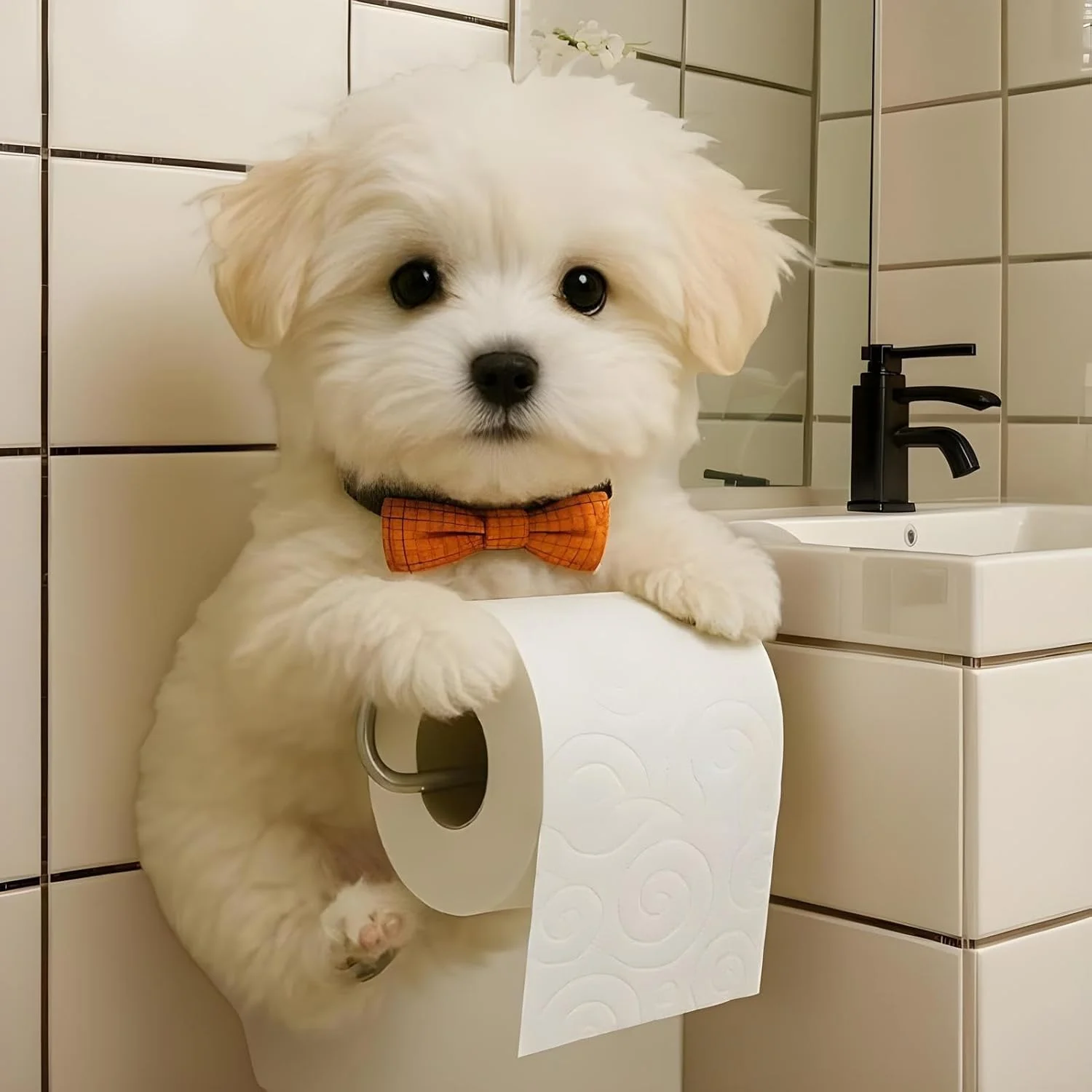 نگهدارنده رول دستمال توالت - نگهدارنده دستمال توالت دیواری طرح سگ، استند نگهداری و پخش رول رزینی، دکور زیبا، دکوراسیون منزل برای نگهداری و سازماندهی آشپزخانه هتل