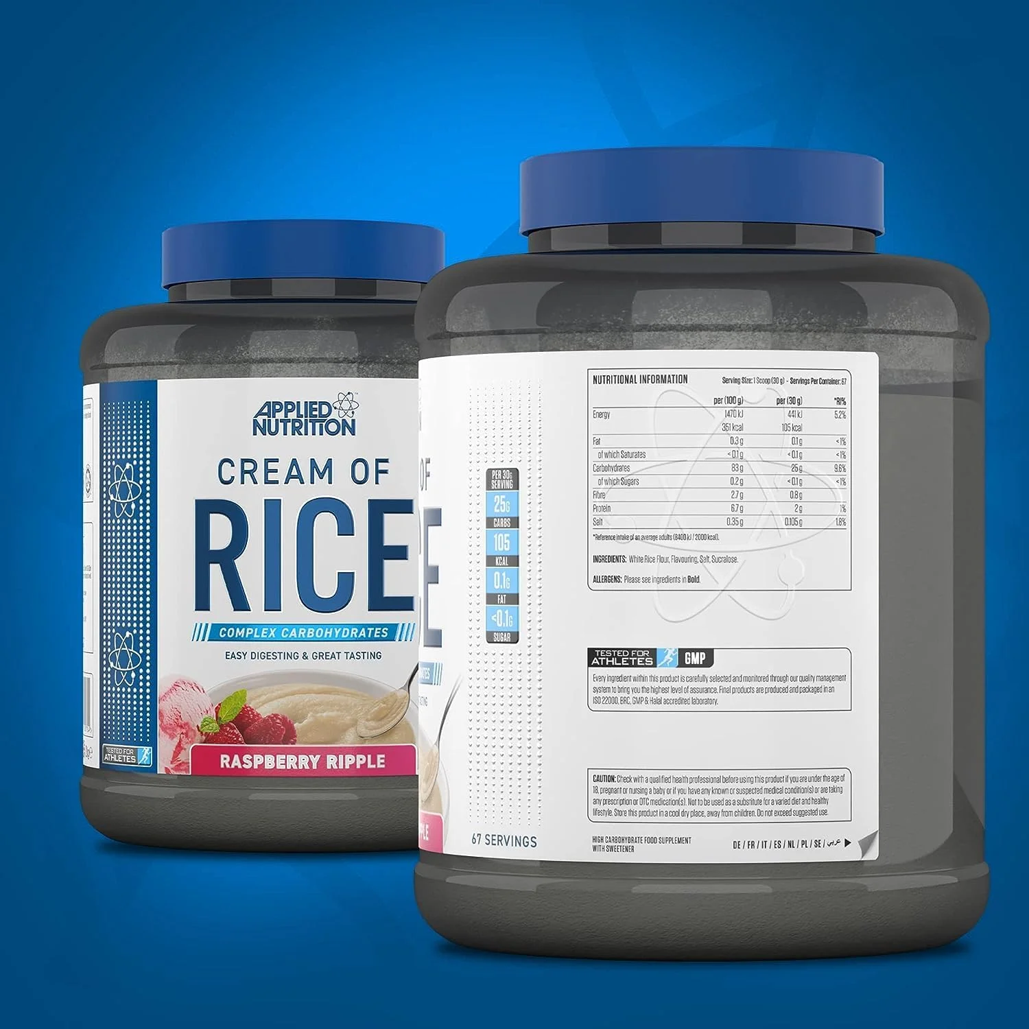 Applied Nutrition Cream of Rice - High Carbohydrate Cream of Rice Supplement, Source of Energy for Breakfast & Snacks, Easy to Digest, Low Sugar, Low Fat, Vegan, 2kg (Raspberry Ripple) Applied Nutrition Cream of Rice - High Carbohydrate Cream of Rice Supplement, Source of Energy for Breakfast & Snacks, Easy to Digest, Low Sugar, Low Fat, Vegan, 2kg (Raspberry Ripple)