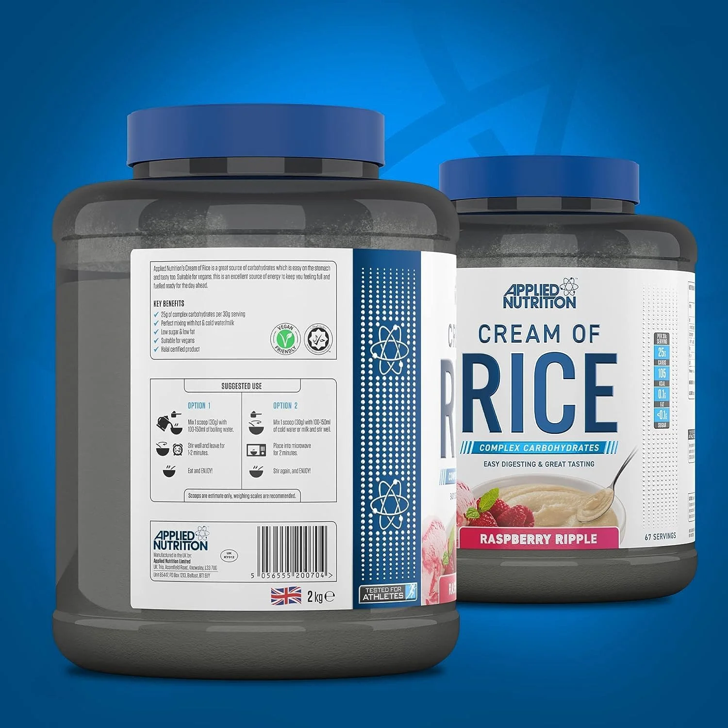 Applied Nutrition Cream of Rice - High Carbohydrate Cream of Rice Supplement, Source of Energy for Breakfast & Snacks, Easy to Digest, Low Sugar, Low Fat, Vegan, 2kg (Raspberry Ripple) Applied Nutrition Cream of Rice - High Carbohydrate Cream of Rice Supplement, Source of Energy for Breakfast & Snacks, Easy to Digest, Low Sugar, Low Fat, Vegan, 2kg (Raspberry Ripple)