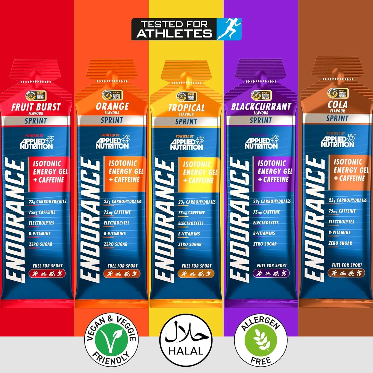 ژل انرژی Applied Nutrition Sprint | ژل انرژی حاوی کافئین | هضم آسان | بدون چربی و شکر | 23 گرم کربوهیدرات + الکترولیت ها و ویتامین های B (بسته 20 عددی 60 گرمی، بلک کارنت) ژل انرژی Applied Nutrition Sprint | ژل انرژی حاوی کافئین | هضم آسان | بدون چربی و شکر | 23 گرم کربوهیدرات + الکترولیت ها و ویتامین های B (بسته 20 عددی 60 گرمی، بلک کارنت)