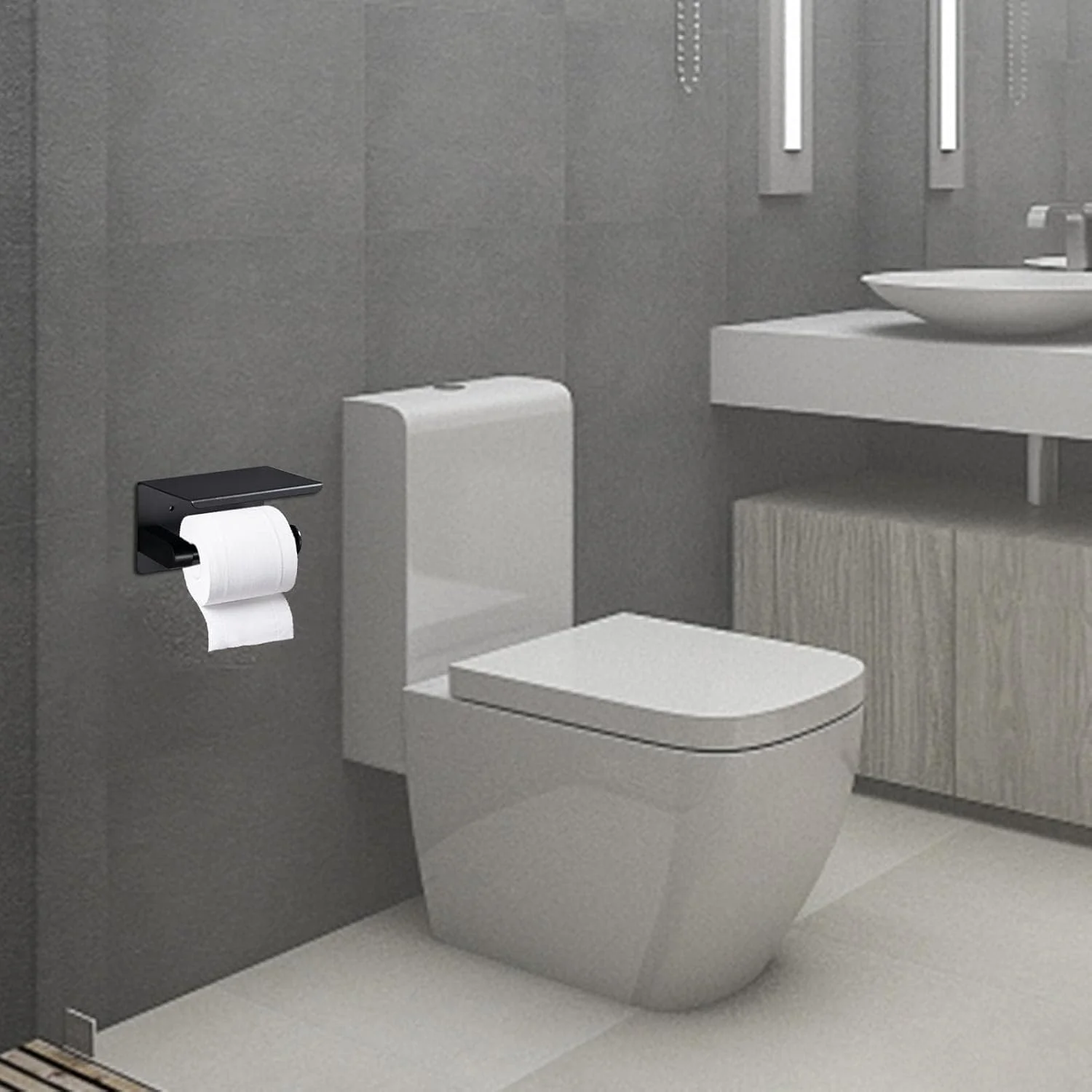 جا دستمال کاغذی دیواری | جا دستمال کاغذی با قفسه، پخش کننده دستمال کاغذی استیل ضد زنگ برای نصب بدون سوراخ کاری یا نصب دیواری با پیچ