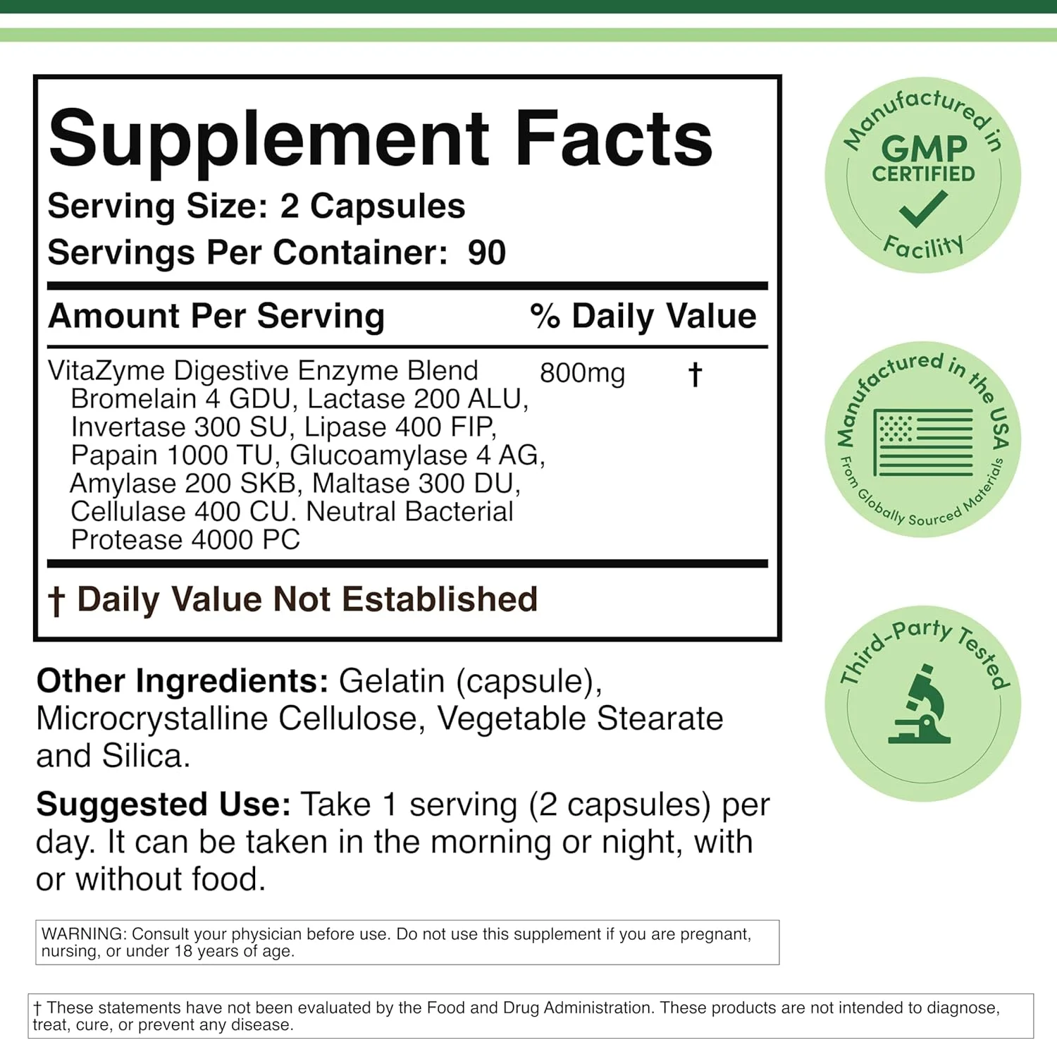 آنزیم های گوارشی - ترکیب 800 میلی گرمی از 10 آنزیم ضروری گوارشی و پانکراسی (آمیلاز، لیپاز، بروملین، لاکتاز، پاپائین، پروتئاز، سلولاز، مالتاز، اینورتاز) از دابل وود