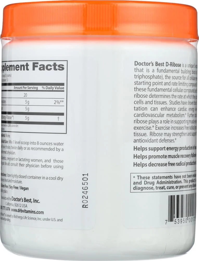 دی-ریبوز افزایش دهنده انرژی دکتر بست، غیر تراریخته، وگان، بدون گلوتن، حاوی ریبوز Bioenergy، 250 گرم دی-ریبوز افزایش دهنده انرژی دکتر بست، غیر تراریخته، وگان، بدون گلوتن، حاوی ریبوز Bioenergy، 250 گرم