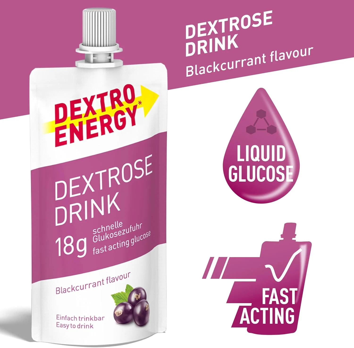 نوشیدنی دکستروز دکسترو انرژی، طعم بلک کارنت، بسته 16 عددی