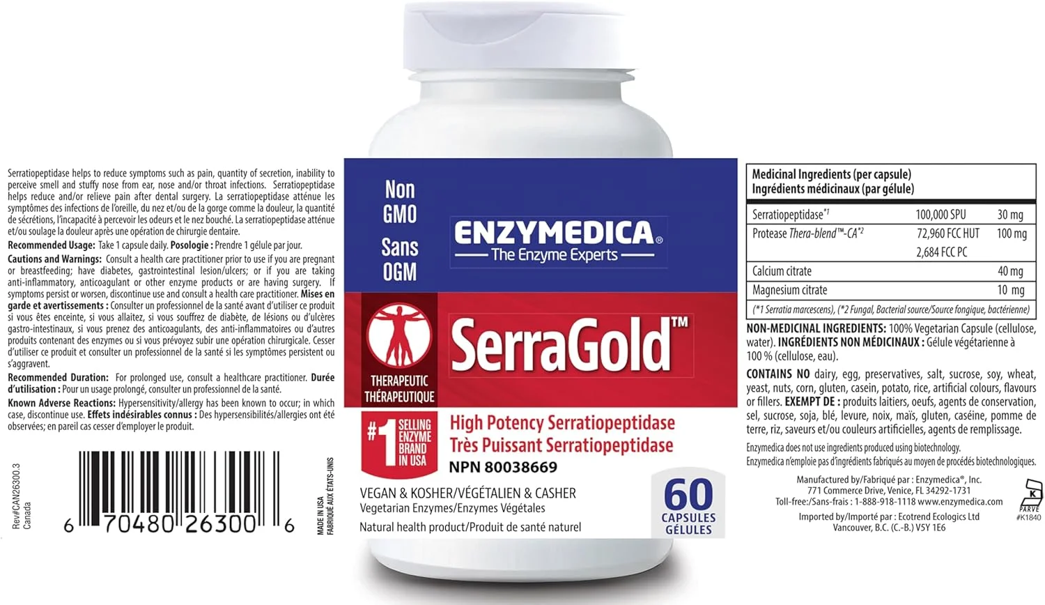 Enzymedica Serragold, 60 Capsules