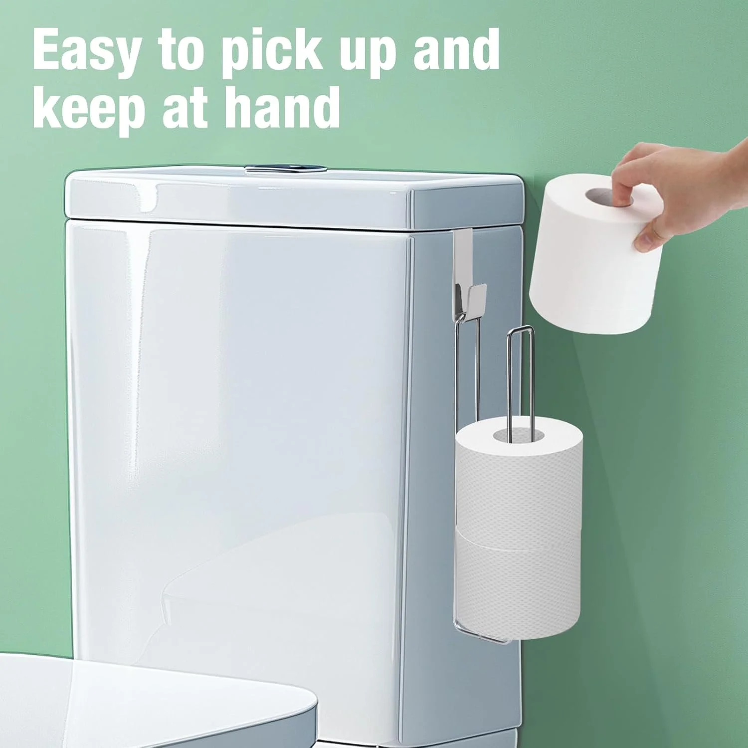 جا دستمال کاغذی توالت Tokokimo خود چسب، نگهدارنده دستمال کاغذی دیواری برای نگهداری 3 رول دستمال، نگهدارنده دستمال کاغذی استیل ضد زنگ بالای مخزن برای نگهداری حمام (نقره ای 1 عدد)
