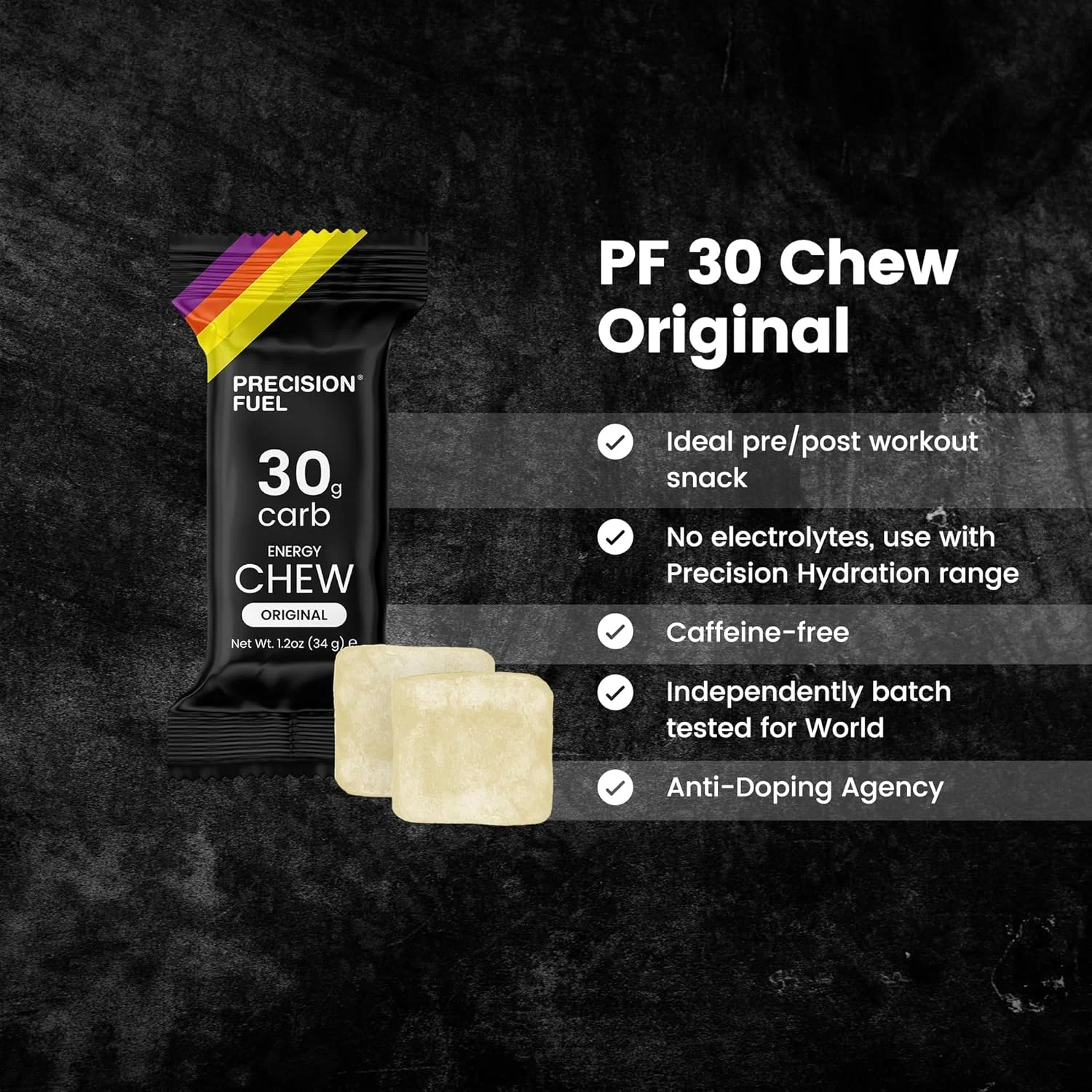 آدامس انرژی زا Precision Hydration Fuel PF 30 Chew - سوخت پر کربوهیدرات برای استقامت، سبک و قابل حمل، 30 گرم کربوهیدرات - ایده آل برای دویدن های طولانی، دوچرخه سواری و تمرینات - طعم اصلی (4 آدامس) آدامس انرژی زا Precision Hydration Fuel PF 30 Chew - سوخت پر کربوهیدرات برای استقامت، سبک و قابل حمل، 30 گرم کربوهیدرات - ایده آل برای دویدن های طولانی، دوچرخه سواری و تمرینات - طعم اصلی (4 آدامس)