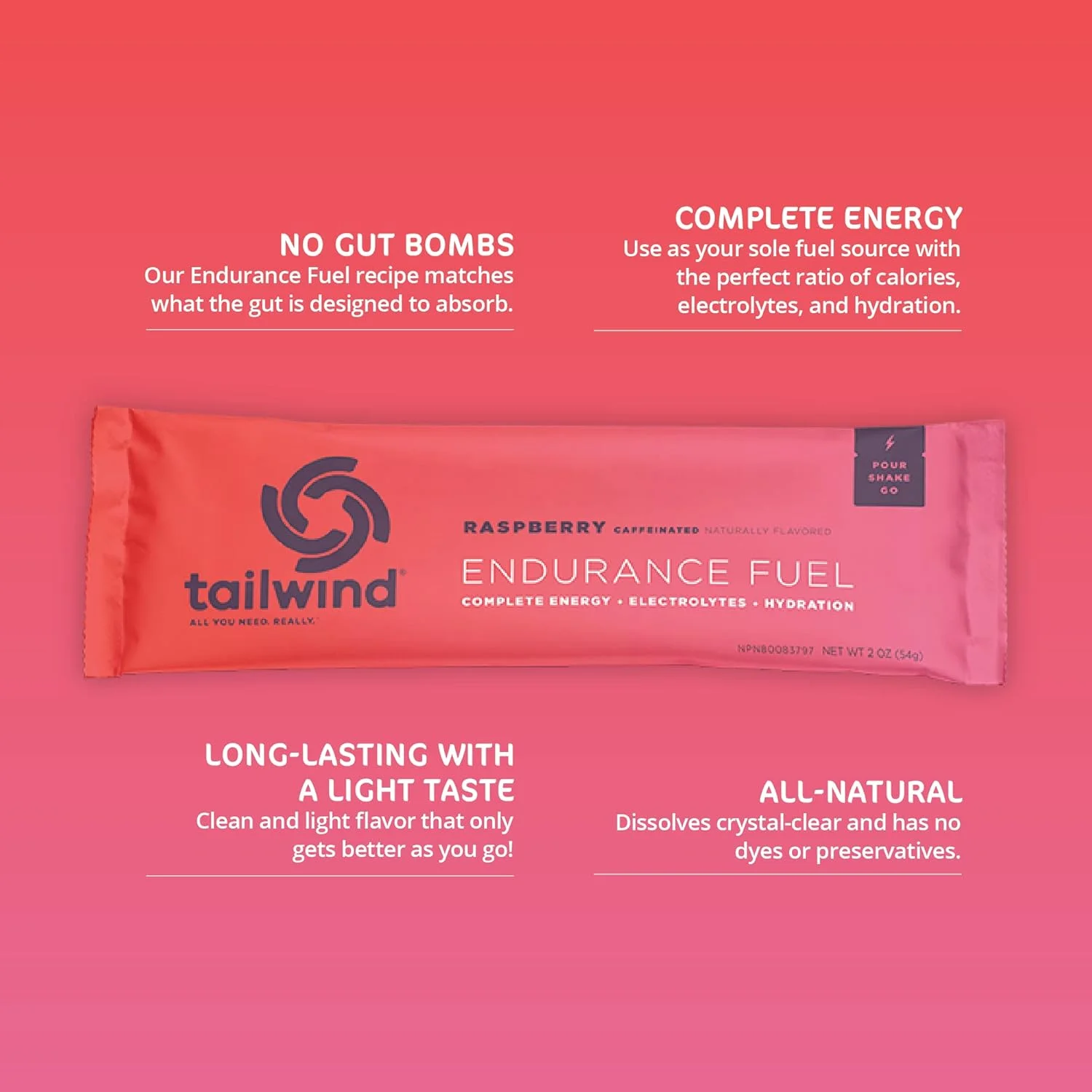 Tailwind Nutrition Caffeinated Raspberry Buzz Endurance Fuel (12 Stick Packs) - Hydration Drink Mix with Electrolytes, Carbohydrates - Non-GMO, Gluten-Free, Vegan, No Soy or Dairy Tailwind Nutrition Caffeinated Raspberry Buzz Endurance Fuel (12 Stick Packs) - Hydration Drink Mix with Electrolytes, Carbohydrates - Non-GMO, Gluten-Free, Vegan, No Soy or Dairy