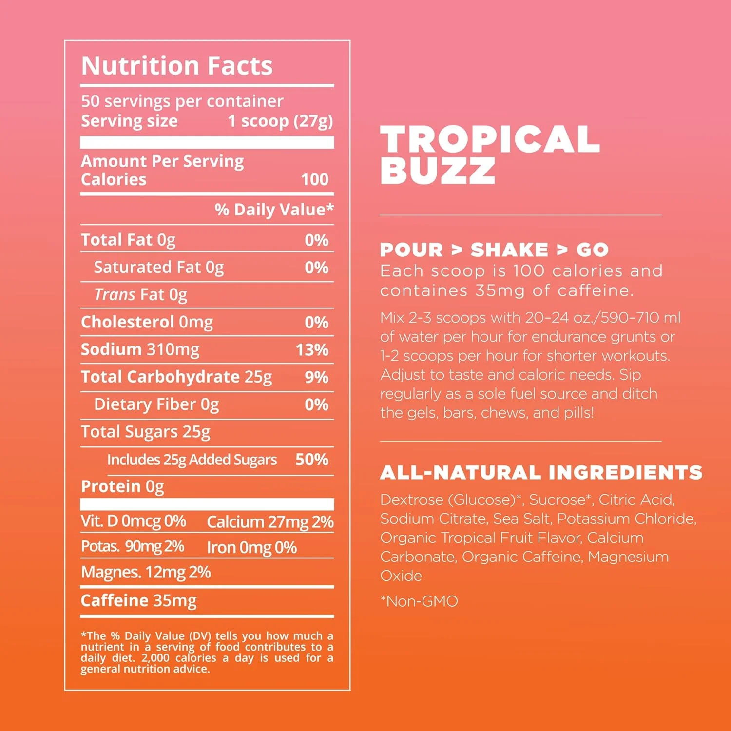 پودر مخلوط نوشیدنی ورزشی Tailwind Nutrition Endurance Fuel، کربوهیدرات و الکترولیت، بدون گلوتن، وگان، Tropical Buzz، 50 سروینگ (کافئین دار) پودر مخلوط نوشیدنی ورزشی Tailwind Nutrition Endurance Fuel، کربوهیدرات و الکترولیت، بدون گلوتن، وگان، Tropical Buzz، 50 سروینگ (کافئین دار)