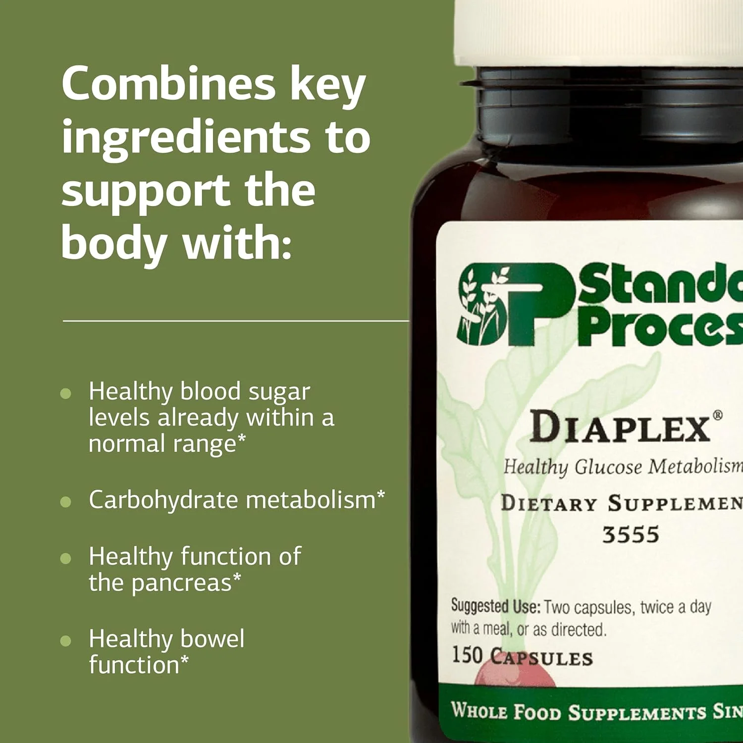 Standard Process Inc. Diaplex - Whole Food Bowel, Pancreas, Metabolism, Antioxidant, Gallbladder Support and Blood Sugar Support with Pepsin, Betaine Hydrochloride, Soy Protein -150 Capsules Standard Process Inc. Diaplex - Whole Food Bowel, Pancreas, Metabolism, Antioxidant, Gallbladder Support and Blood Sugar Support with Pepsin, Betaine Hydrochloride, Soy Protein -150 Capsules