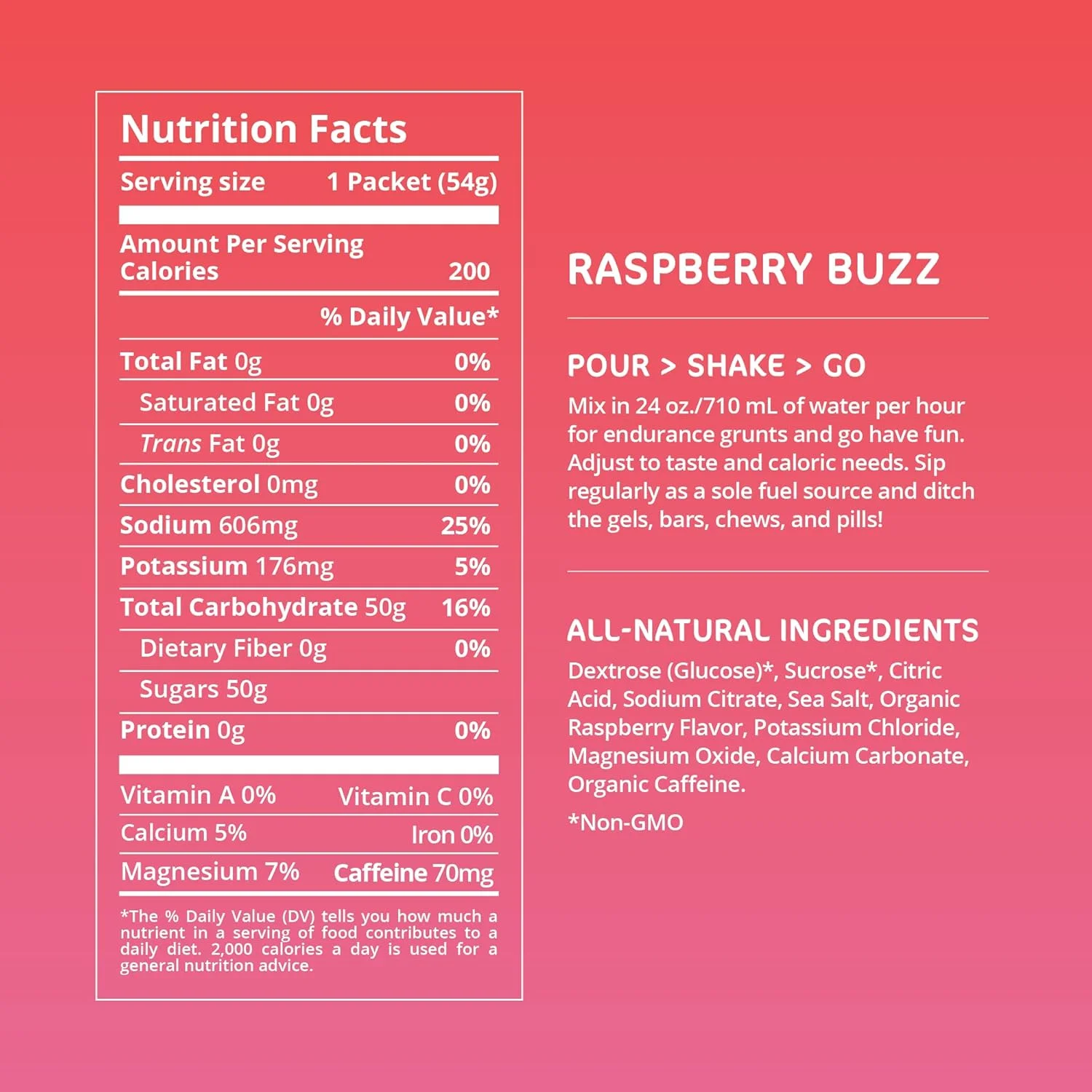 Tailwind Nutrition Caffeinated Raspberry Buzz Endurance Fuel (12 Stick Packs) - Hydration Drink Mix with Electrolytes, Carbohydrates - Non-GMO, Gluten-Free, Vegan, No Soy or Dairy