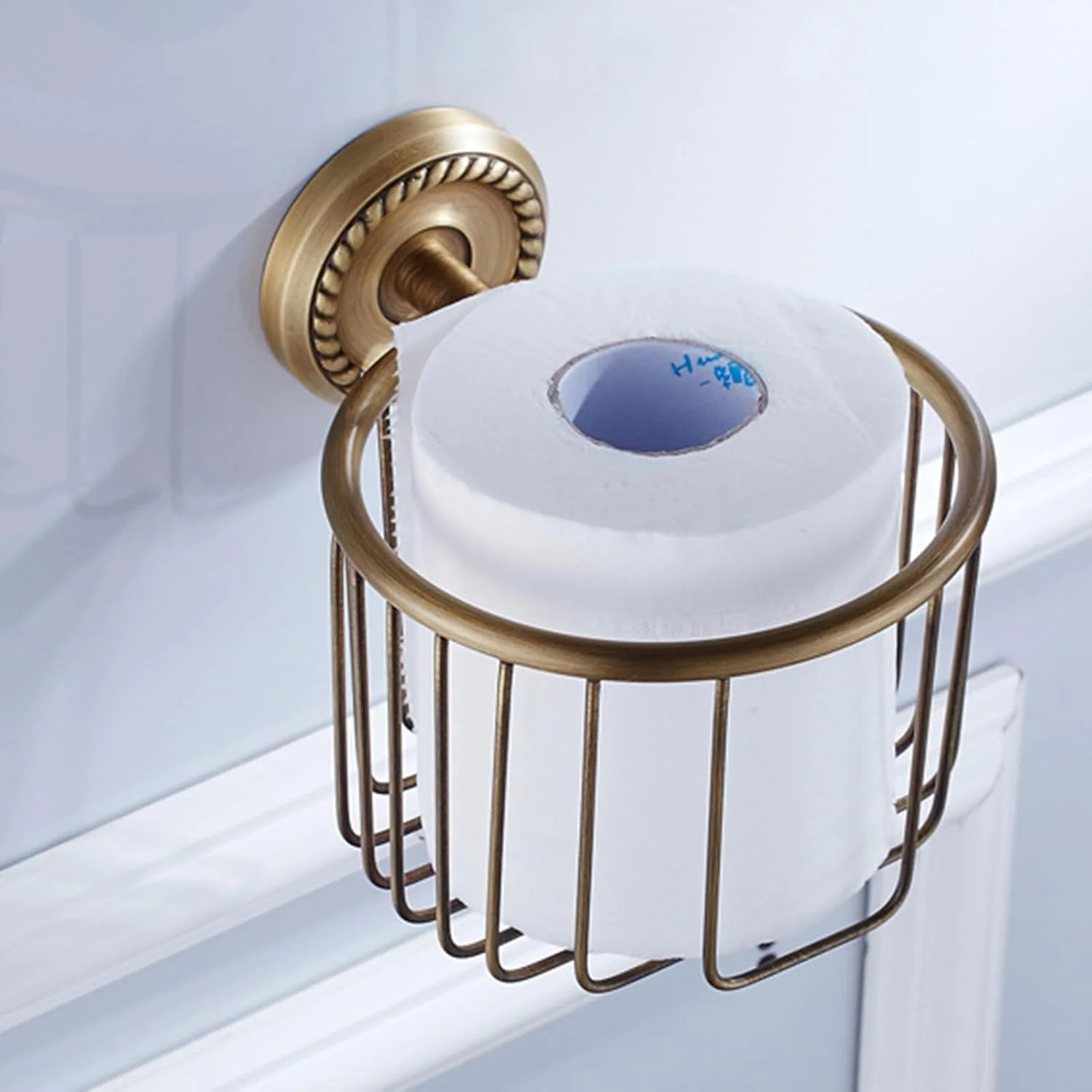 جا دستمال توالت برنجی طرح قدیمی، جا رولی توالت دیواری - جا کاغذی روستیک پایدار و چند منظوره برای خوابگاه، محل کار و خانه