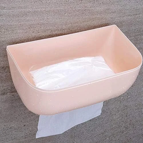 جا دستمال کاغذی دیواری ضد آب مناسب حمام و توالت، بدون نیاز به سوراخ کاری - صورتی جا دستمال کاغذی دیواری ضد آب مناسب حمام و توالت، بدون نیاز به سوراخ کاری - صورتی