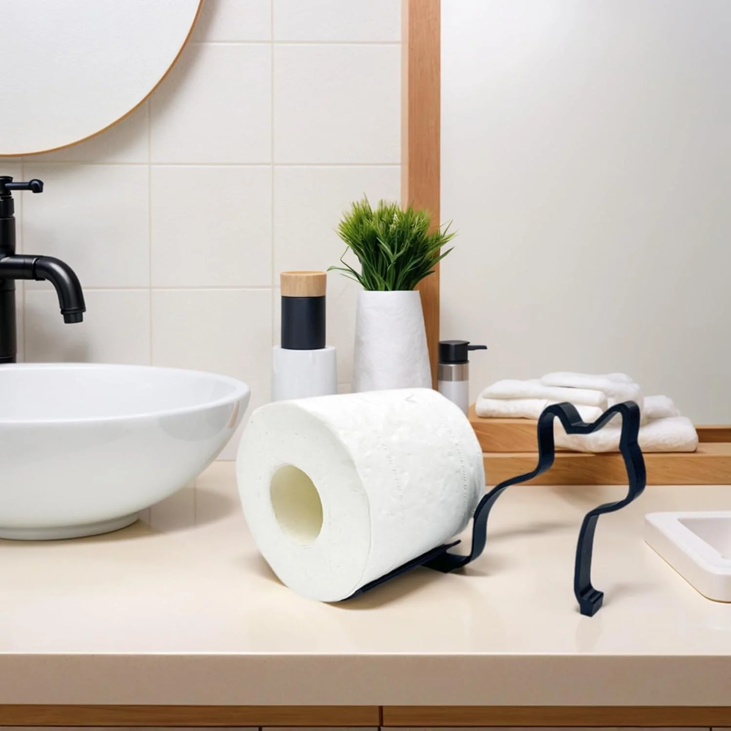 نگهدارنده کاغذ توالت | پایه نگهدارنده کاغذ توالت مدرن | قفسه دیواری فانتزی، سازمان دهنده دستمال کاغذی ایستاده برای فضاهای کوچک هتل، مرکز اسپا، آپارتمان