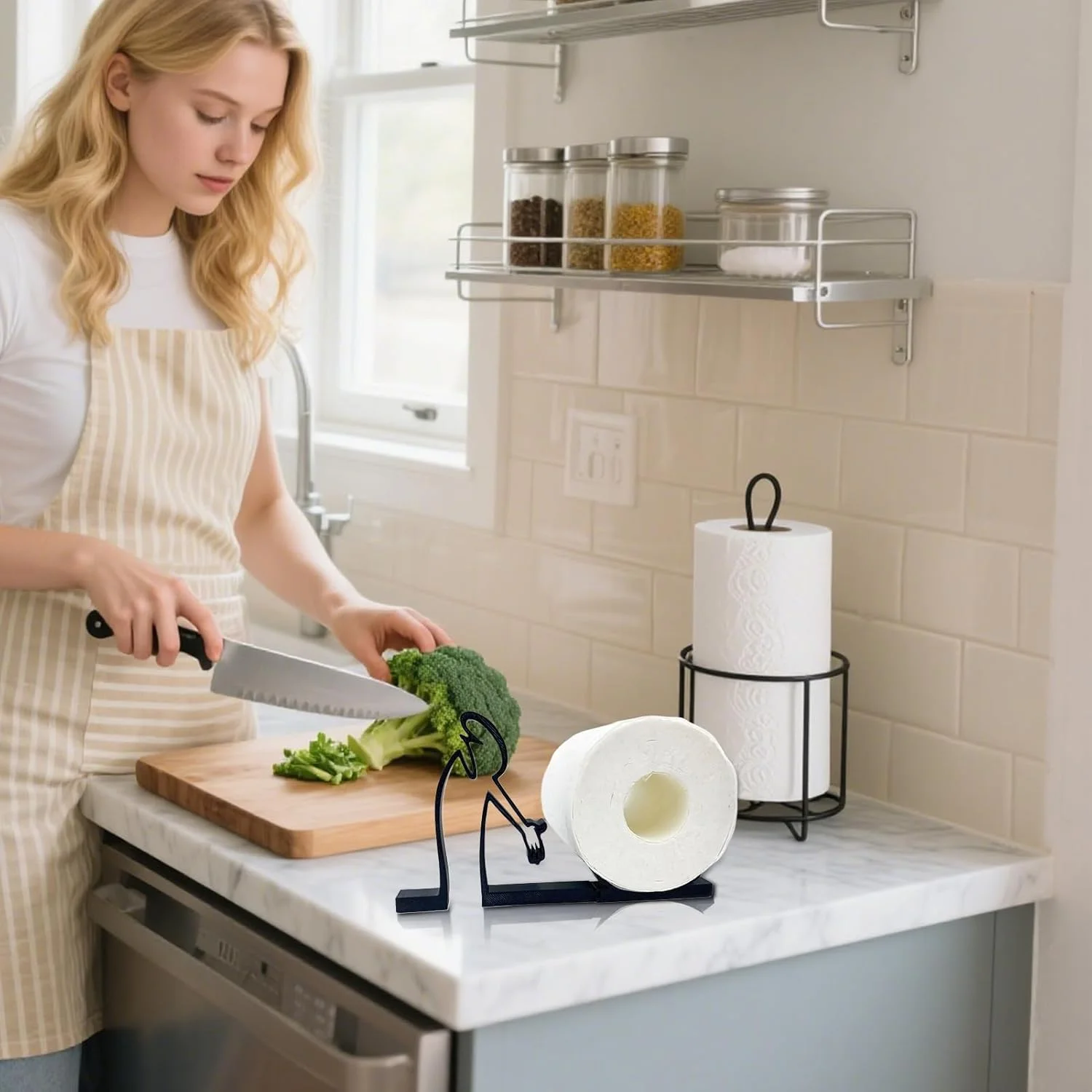 نگهدارنده کاغذ توالت | پایه نگهدارنده کاغذ توالت مدرن | قفسه دیواری فانتزی، سازمان دهنده دستمال کاغذی ایستاده برای فضاهای کوچک هتل، مرکز اسپا، آپارتمان