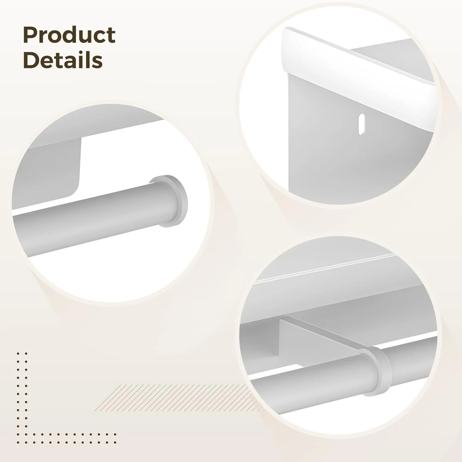 نگهدارنده کاغذ توالت دیواری با قفسه، نگهدارنده دو رول کاغذ توالت، نصب با چسب و پیچ، ساختار فلزی با کیفیت، روکش سفید، قفسه 260 میلی متری برای نگهداری لوازم حمام