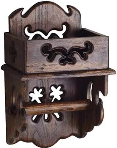 جا دستمال کاغذی توالت چوبی، آویز رول دستمال کاغذی، نگهدارنده دستمال کاغذی دیواری، پخش کننده رول دستمال کاغذی تزئینی، لوازم جانبی حمام - S