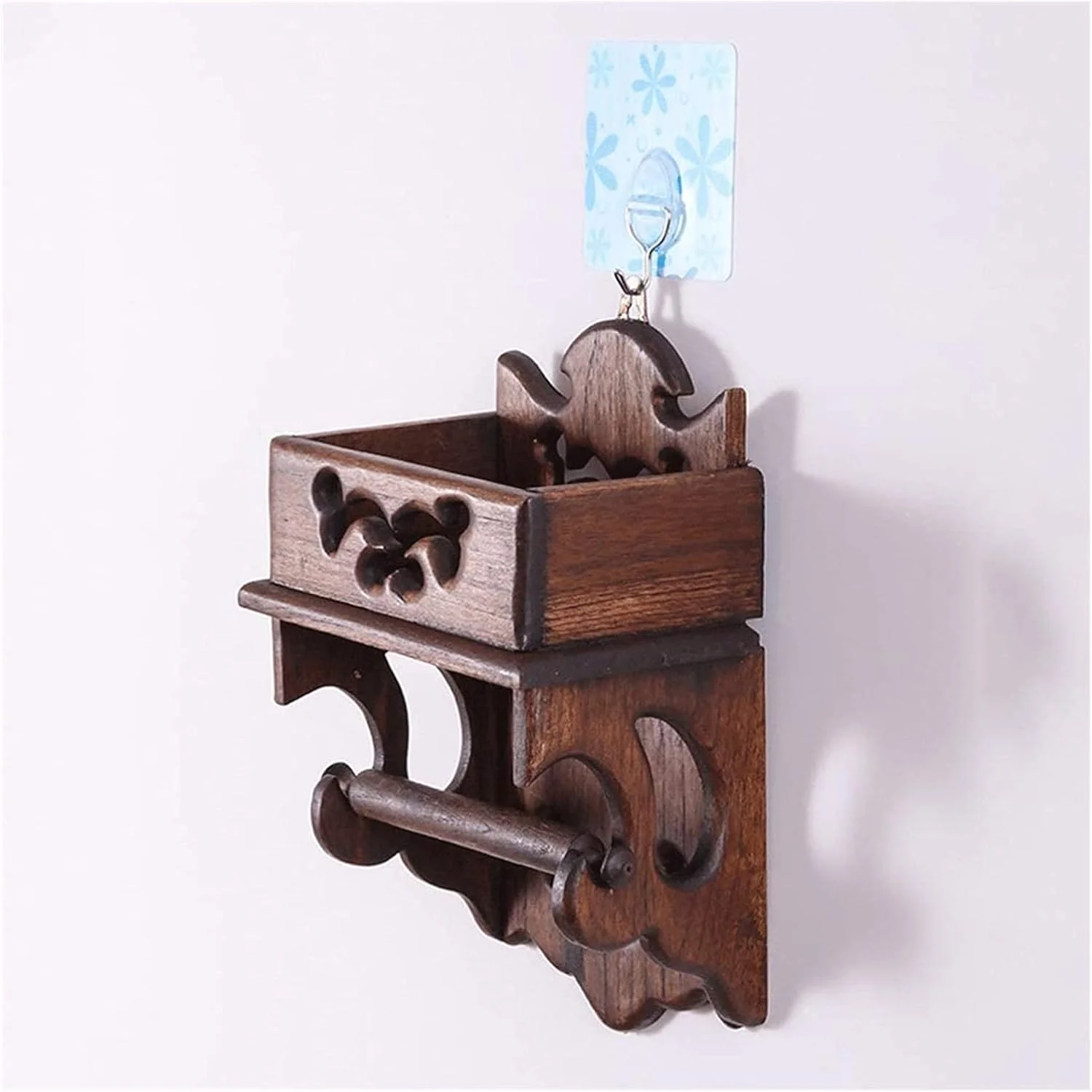 جا دستمال کاغذی توالت چوبی، آویز رول دستمال کاغذی، نگهدارنده دستمال کاغذی دیواری، پخش کننده رول دستمال کاغذی تزئینی، لوازم جانبی حمام - S