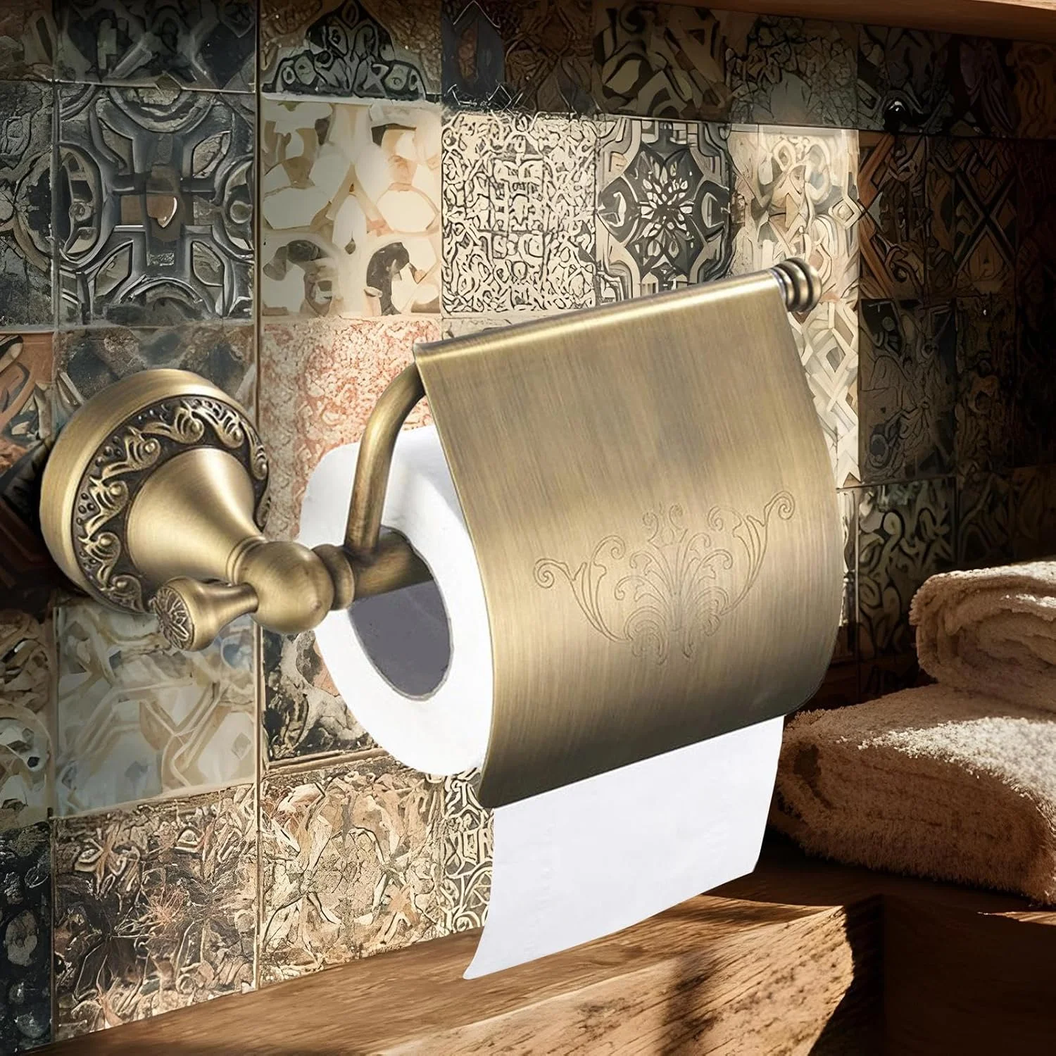 جا دستمال توالت، جا دستمال کاغذی دیواری طرح قدیمی | قفسه نگهداری، سازمان دهنده رومیزی، تزئینی برای آشپزخانه، آپارتمان، کاروان مسافرتی، سرویس بهداشتی، خانه روستایی