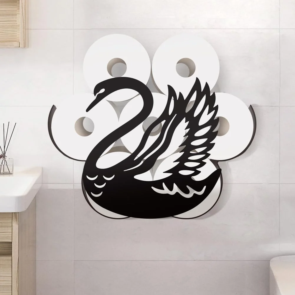 جا دستمال کاغذی توالت WADORN با طرح قو، نگهدارنده دستمال کاغذی توالت، فلزی با طرح قو، سازمان دهنده خنده دار دستمال کاغذی توالت با طرح حیوانات، نگهدارنده رول دستمال کاغذی توالت ایستاده