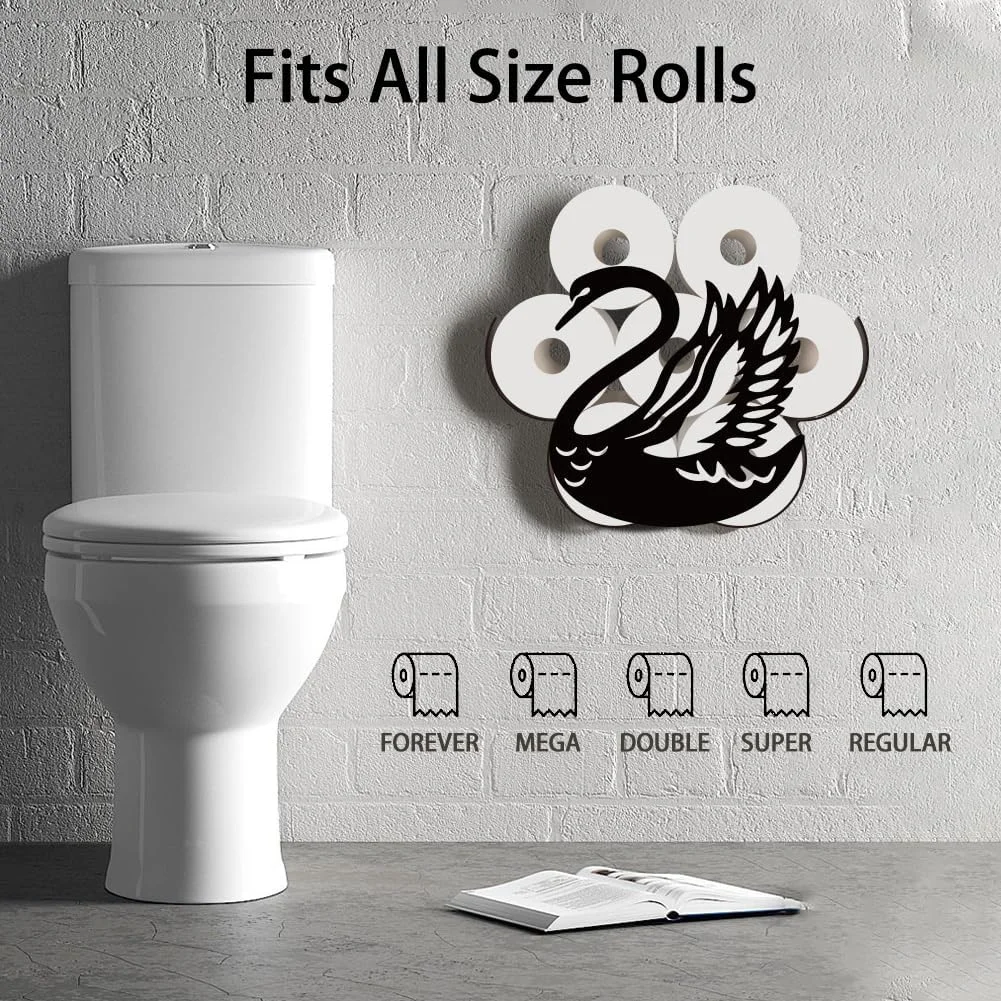 جا دستمال کاغذی توالت WADORN با طرح قو، نگهدارنده دستمال کاغذی توالت، فلزی با طرح قو، سازمان دهنده خنده دار دستمال کاغذی توالت با طرح حیوانات، نگهدارنده رول دستمال کاغذی توالت ایستاده