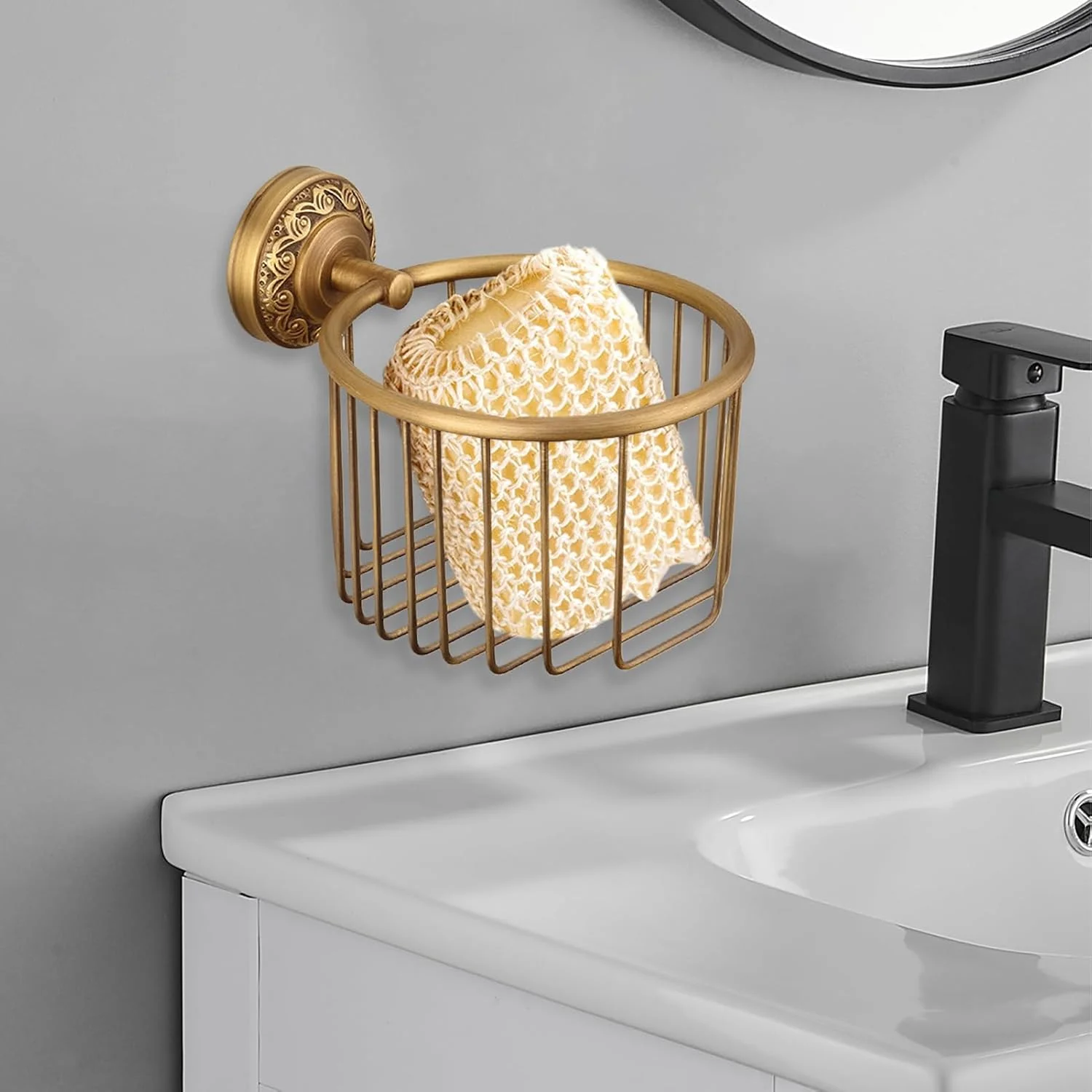 جا دستمال کاغذی توالت طرح قدیمی، جا رولی دستمال کاغذی دیواری برنجی | قفسه دستمال کاغذی طرح روستیک برای دکوراسیون حمام خانه، آپارتمان و خوابگاه