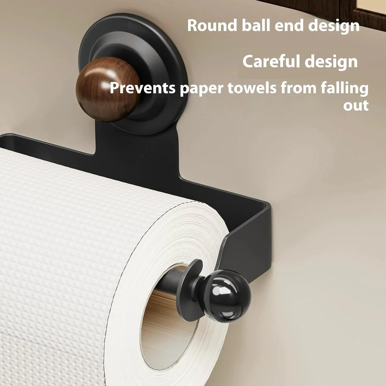 جا دستمال کاغذی توالت بدون نیاز به سوراخ کاری با قفسه – ABS و فولاد کربنی، پایه رول دستمال توالت روستیک با مکنده قوی برای خانه، RV، آپارتمان (رنگ گردویی)