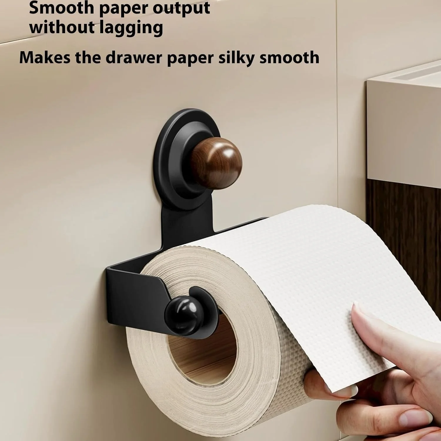 جا دستمال کاغذی توالت بدون نیاز به سوراخ کاری با قفسه – ABS و فولاد کربنی، پایه رول دستمال توالت روستیک با مکنده قوی برای خانه، RV، آپارتمان (رنگ گردویی)