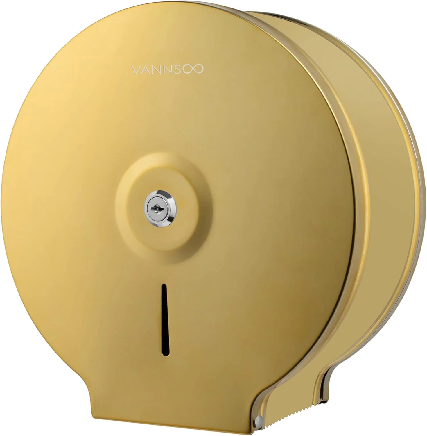 جا دستمال کاغذی رولی بزرگ تجاری VANNSOO، جا دستمال کاغذی استیل ضد زنگ دیواری 9 اینچی با قفل و کلید (طلایی)