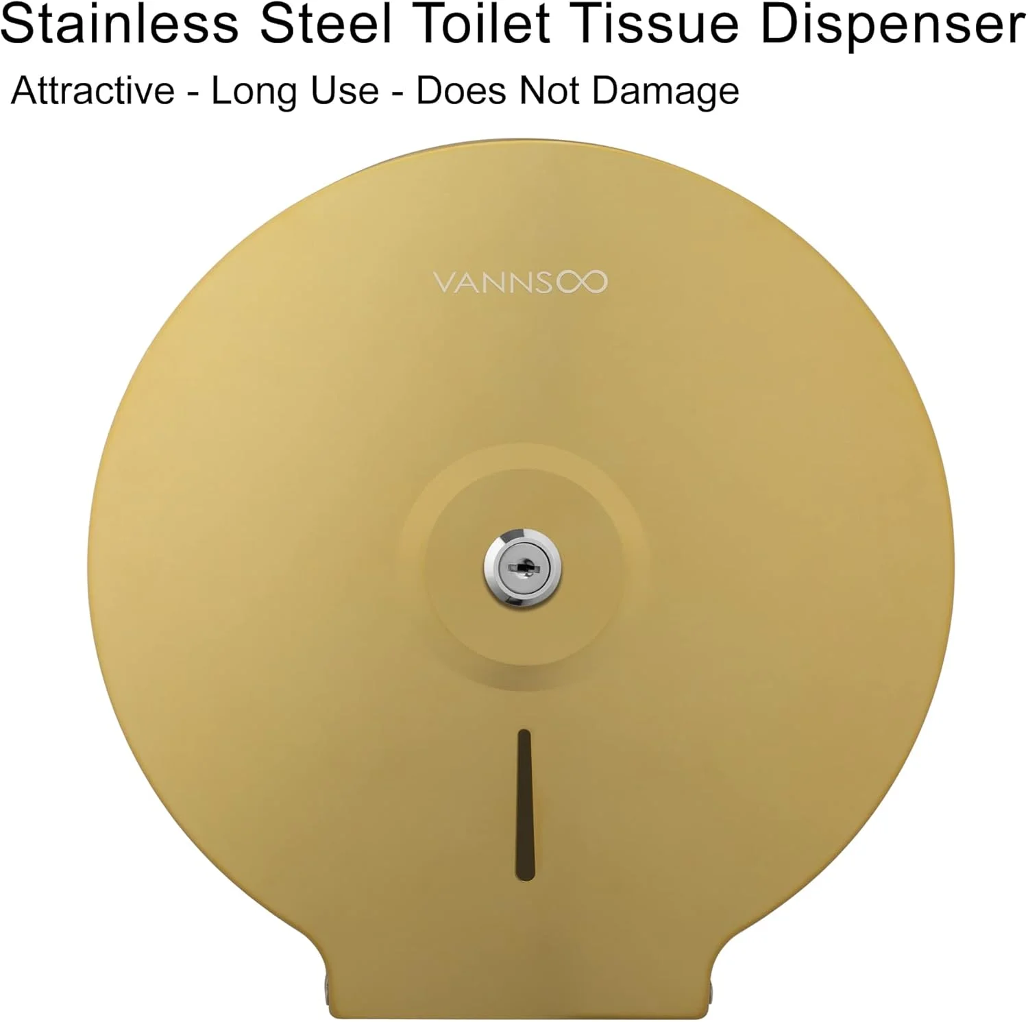 جا دستمال کاغذی رولی بزرگ تجاری VANNSOO، جا دستمال کاغذی استیل ضد زنگ دیواری 9 اینچی با قفل و کلید (طلایی)