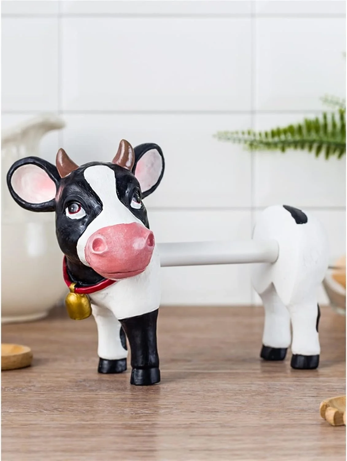 جا دستمال کاغذی uvoo طرح گاو دوست داشتنی، مناسب آشپزخانه و حمام، بدون نیاز به سوراخ کاری، مدل SQ0208