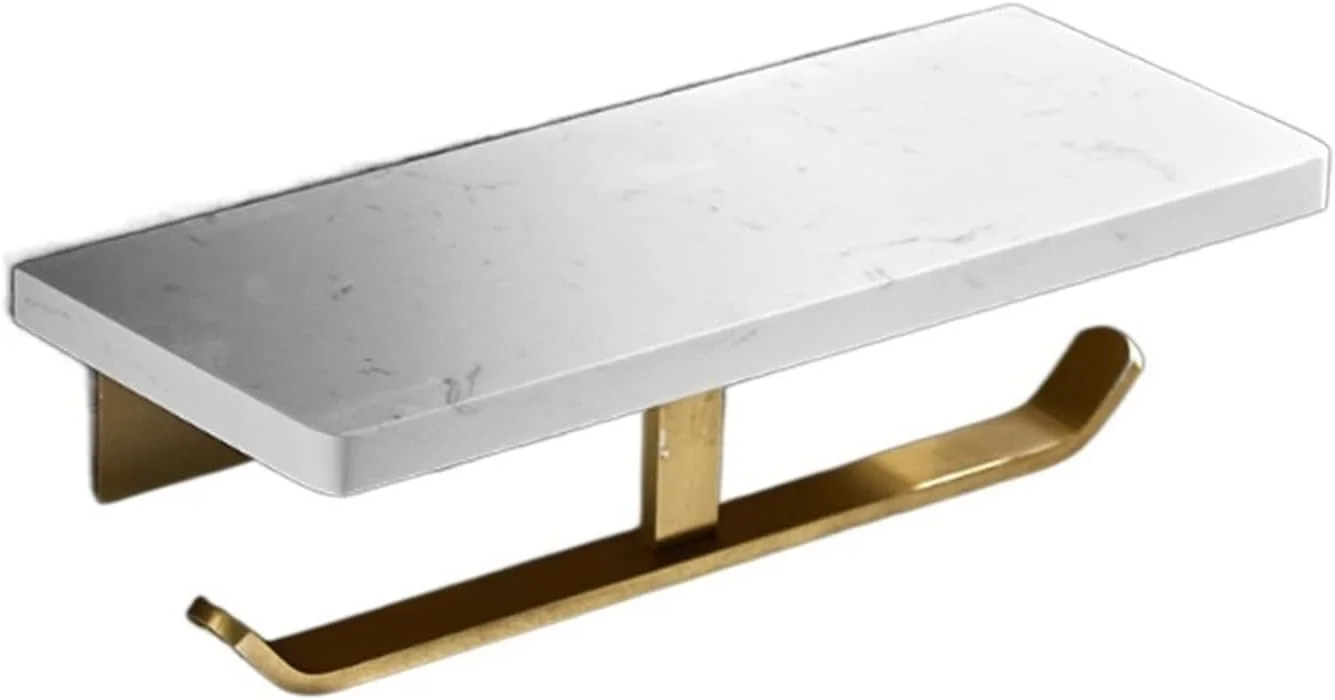 جا دستمال کاغذی توالت UTOYA، جا حوله ای مرمر سفید دو طبقه با قفسه (رنگ: 2)