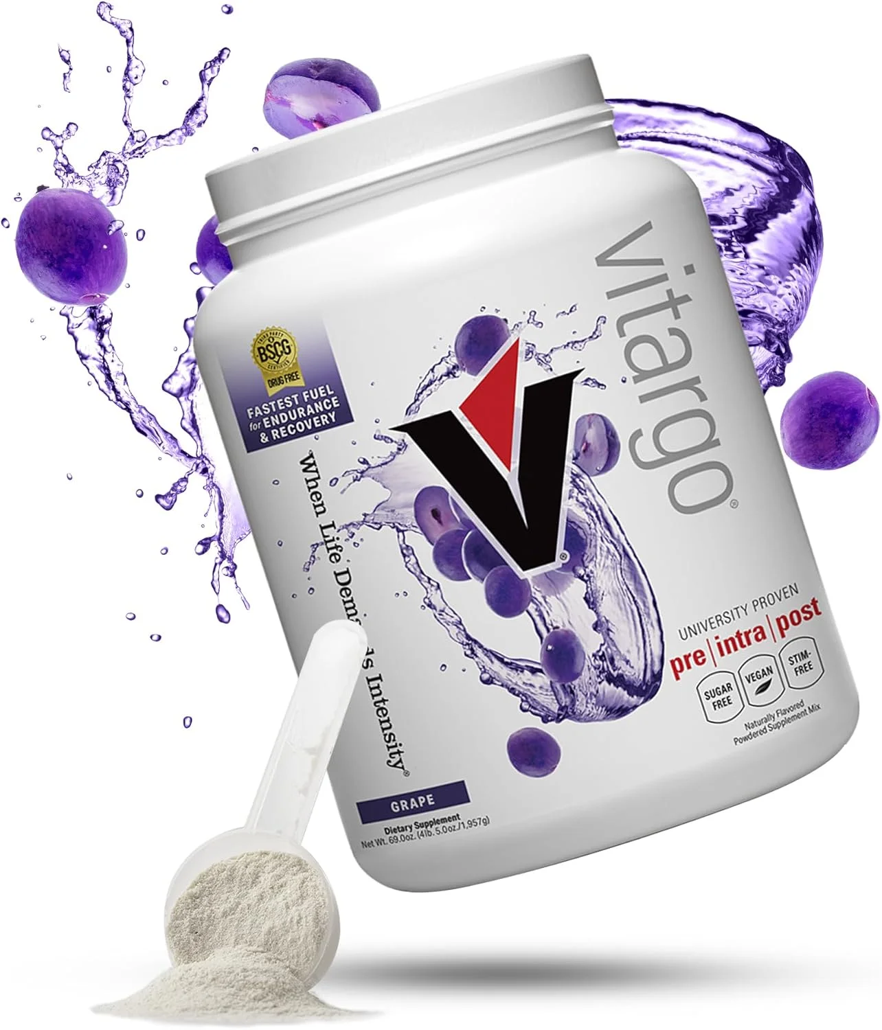 مکمل پودر کربوهیدرات ویتارگو برای ریکاوری، استقامت و افزایش حجم عضلات، طعم انگور، 4 پوند