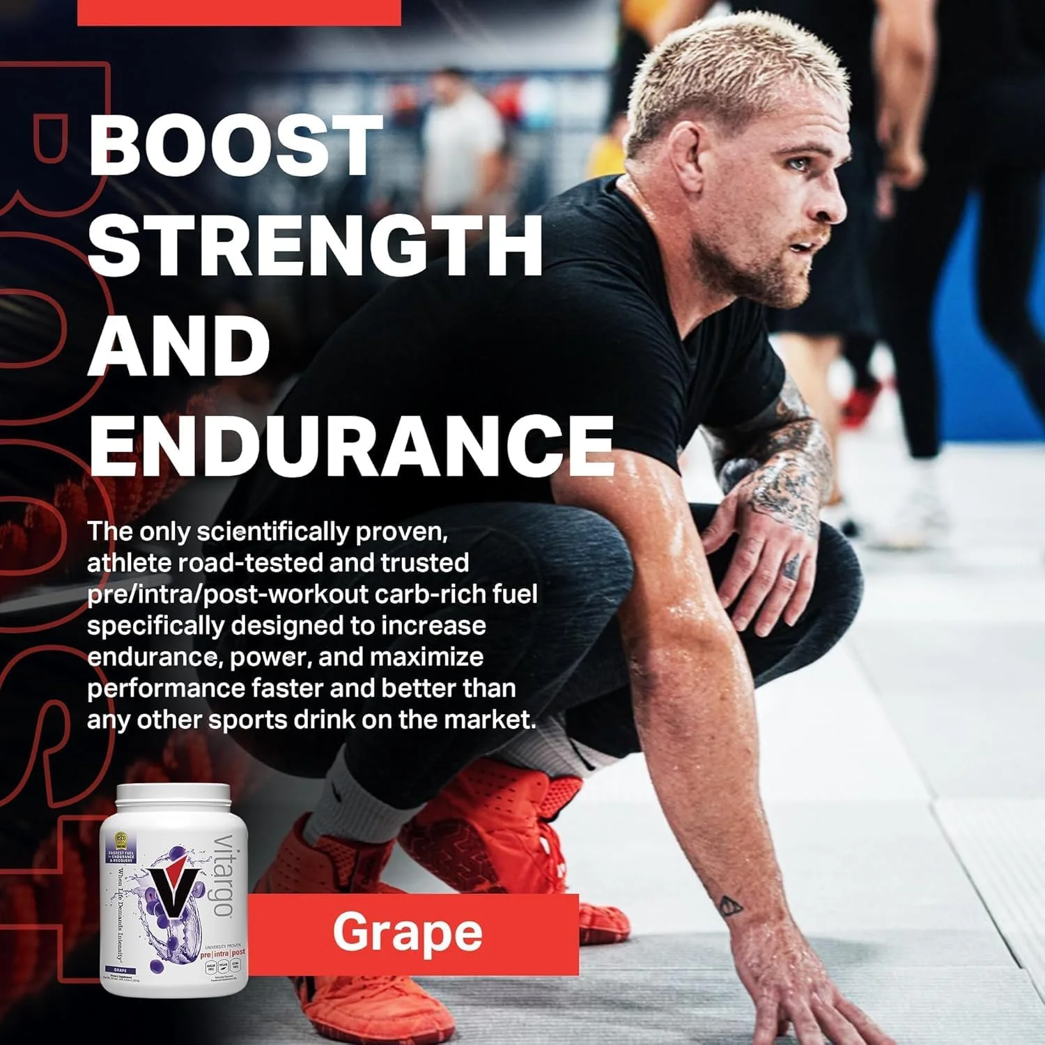 مکمل پودر کربوهیدرات ویتارگو برای ریکاوری، استقامت و افزایش حجم عضلات، طعم انگور، 4 پوند