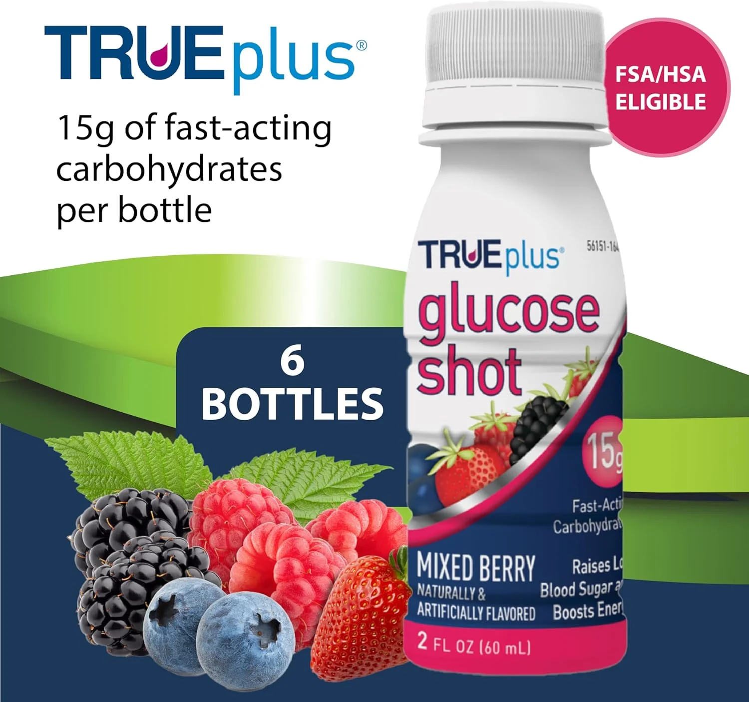 شات گلوکز TRUEplus، میکس بری، 60 میلی لیتر، 6 عددی 021292004378A999