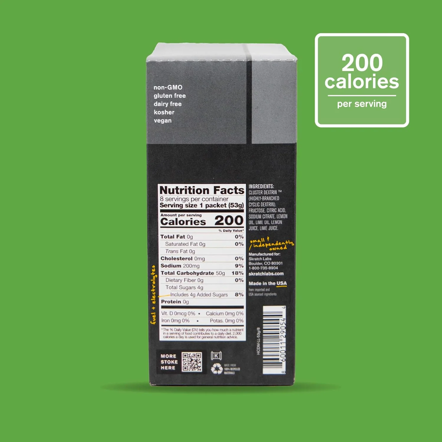 پودر نوشیدنی پر کربوهیدرات Skratch Labs - پودر کربوهیدرات - کلاستر دکسترین و الکترولیت ها - انرژی استقامتی - جایگزین ژل انرژی - لیمو/لایم - 8 بسته تک نفره - غیر GMO