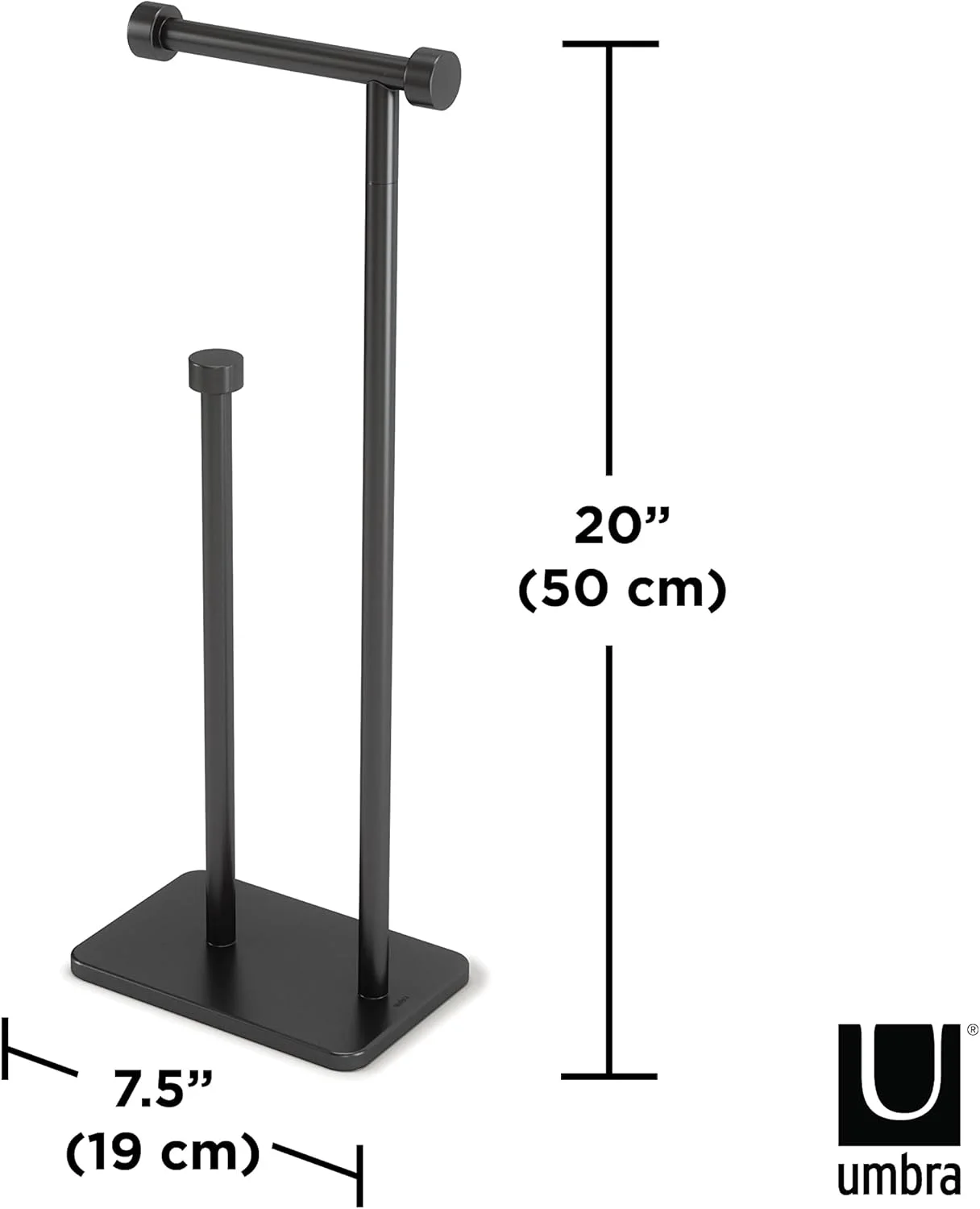 جا دستمال توالت ایستاده امبرا مدل Cappa با محفظه ذخیره رول یدکی، مشکی