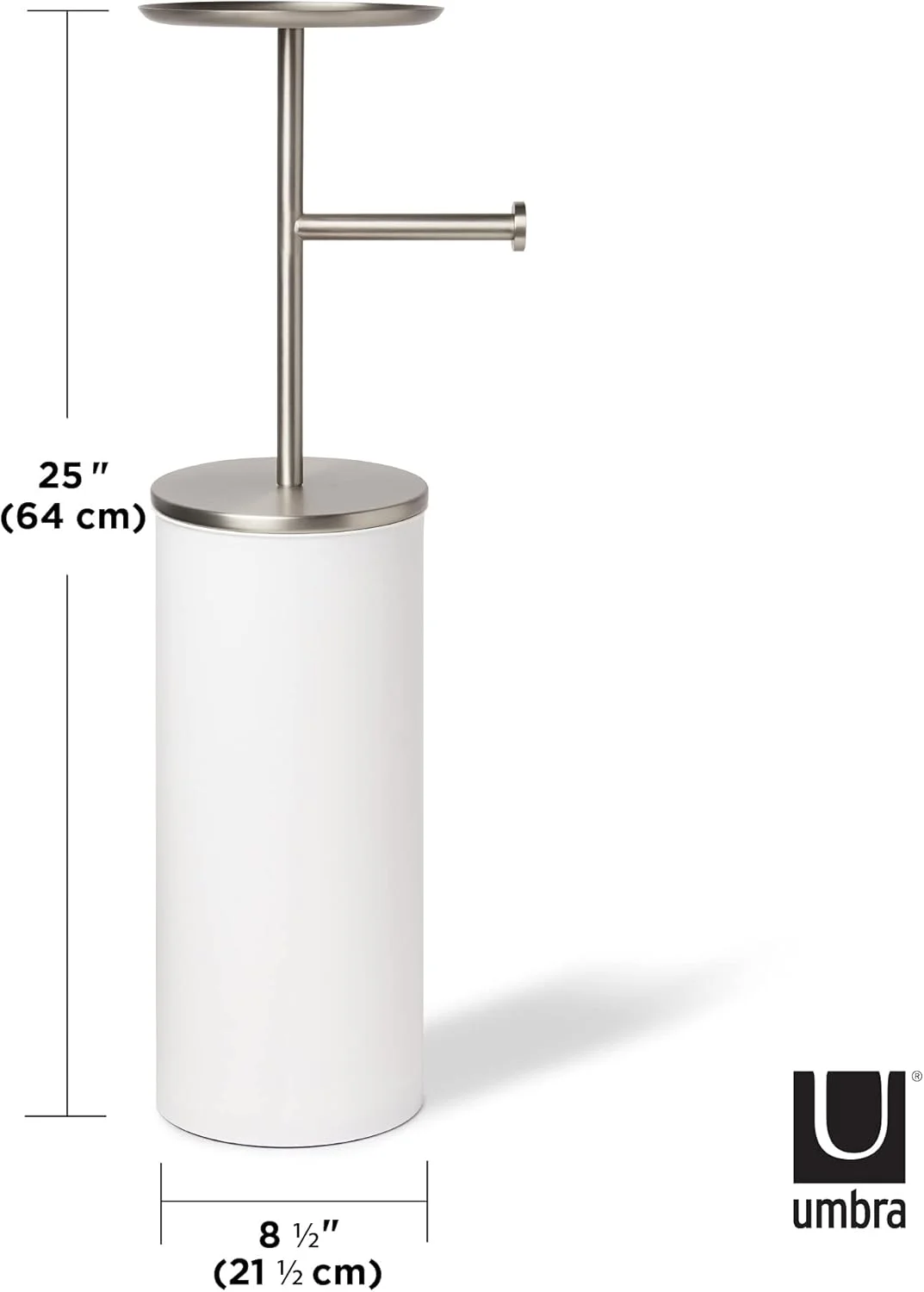 جا دستمال کاغذی ایستاده امبرا مدل پورتالو - استند شیک و مدرن برای نگهداری دستمال توالت، قفسه، سفید/نیکل
