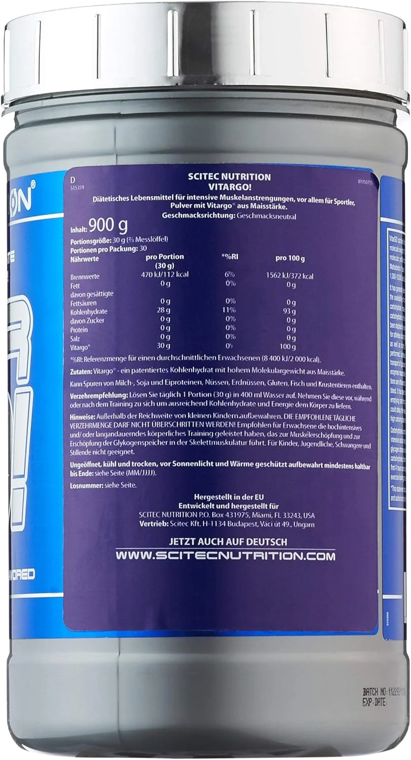 فرمول بازسازی کربوهیدرات Scitec Nutrition VITAR GO! - 900 گرم، بدون طعم