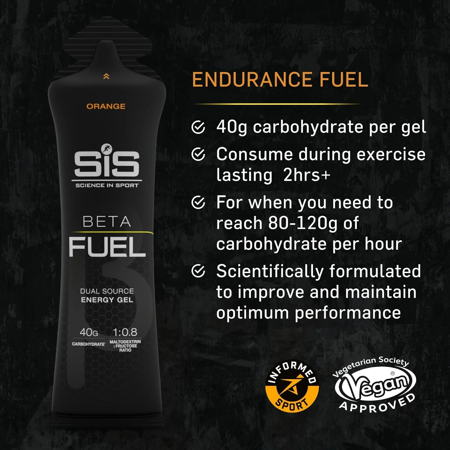 ژل انرژی Science In Sport Beta Fuel | 40 گرم کربوهیدرات | نسبت مالتودکسترین:فروکتوز 1:0.8 | هضم آسان | بدون گلوتن | بدون نیاز به آب | ژل های مخصوص دویدن | طعم پرتقال | بسته 30 عددی ژل انرژی Science In Sport Beta Fuel | 40 گرم کربوهیدرات | نسبت مالتودکسترین:فروکتوز 1:0.8 | هضم آسان | بدون گلوتن | بدون نیاز به آب | ژل های مخصوص دویدن | طعم پرتقال | بسته 30 عددی