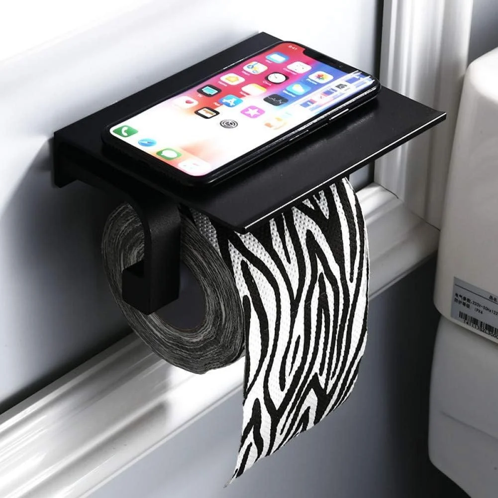 نگهدارنده دستمال توالت TTGLRT لوازم جانبی حمام نگهدارنده حوله کاغذی مشکی هتل توالت خلاقانه نگهدارنده رول آلومینیومی قفسه حمام ست آویز حمام ساده