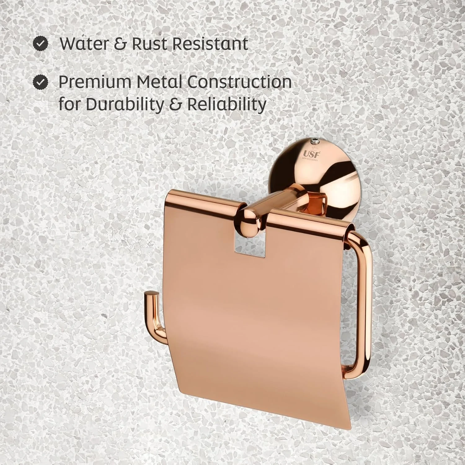 نگهدارنده رول دستمال توالت U-S-F BATH ACCESSORIES برای حمام، نگهدارنده دستمال توالت استیل 304 در حمام، نگهدارنده رول دستمال کاغذی توالت برای حمام، لوازم جانبی حمام (رزگلد، Torin)