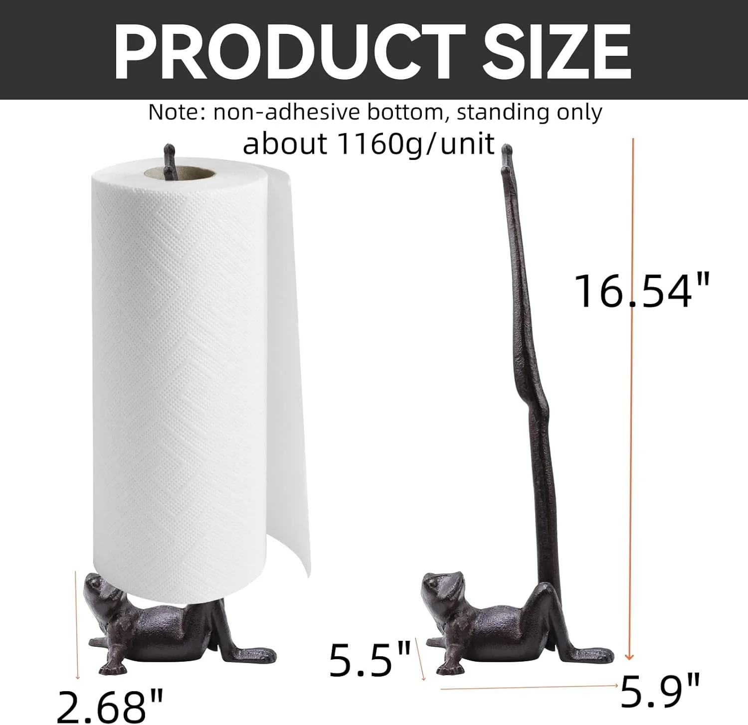 جا دستمال کاغذی ایستاده طرح قورباغه روستیک Tsnamay، مناسب برای دستشویی، حمام یا آشپزخانه، قابل استفاده روی زمین یا کانتر