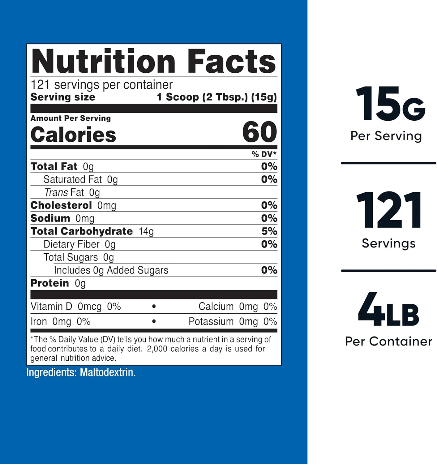 پودر مالتودکسترین Nutricost - پودر خالص - بدون گلوتن، غیر GMO