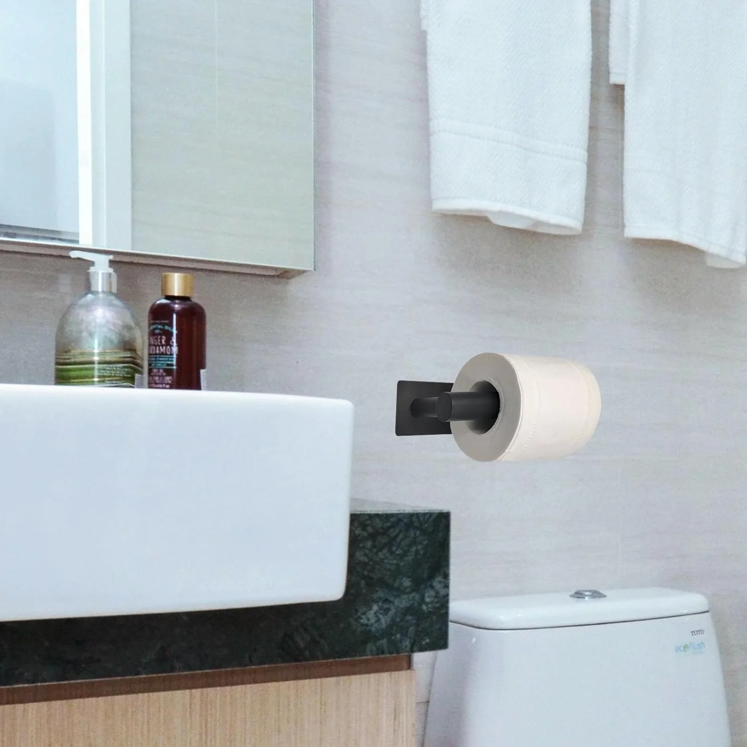 نگهدارنده دستمال توالت Tostyles، بسته 2 عددی، خود چسب، استیل ضد زنگ SUS304، نیکل برس خورده، نصب چسبی برای حمام، آشپزخانه و سرویس بهداشتی